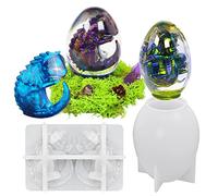 2 Pcs Dinosaur Eggs Resin Mould Silicone Egg Mould Crystal Lava Dragon Egg Epoxy Resin Mold Candle Jewelry Pendant Making Mold for Easter Decorations Home Party Ornament Desk Toys DIY Art Crafts Gifts
