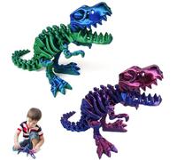 2 PCS Dinosaur Fidget Toy, 3D Printed Toys, 3D Printed Animals, 3D-Printed Dinosaurs Skeletons Figures, Full Articulated Dinosaur Bones Flexible Joints Home Office Decor Toys Gifts