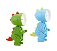 2 Pcs Dinosaur Night Lights with 6 Built-in Batteries, Foldable Mini Table Lamps for Desk Study & Bedroom Lighting (5.1 * 3.6 * 9.8 Cm)