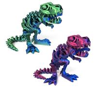 2 PCS Dinosaur Toys, 3D Printed Animals, 3D-Printed Dinosaurs Skeletons Figures, Full Articulated Dinosaur Bones Flexible Joints Home Office Decor Toys Gifts（C）