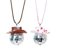 2 Pcs Disco Ball Car Hanging Accessories for Rearview Mirror - Sparkly Party Home Decorations Portable Plastic Mirror Charms 4 Cm Round Shiny Ornaments(A)