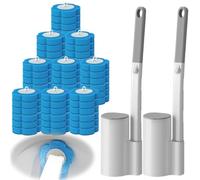 2 Pcs Disposable Toilet Brush, Toilet Wand Kit with 60 Cleaner Refills, Disposable Toilet Cleaning System, Toilet Brush Replacement Head with Handle for Toilet, Bathroom Cleaning, Bathtub, Floor