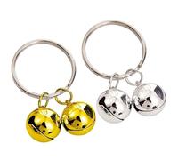 2 Pcs Dog and Cat Bells,Extra Loud Cat Dog Collar Copper Pendant Bells,Collar Round Pet Tracker Bell,Alert Dogs Bell Key Rings Pendant Decoration for Dogs and Cats Harness Training(Gold, Silver)