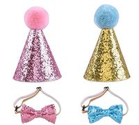 2 PCS Dog Birthday hat Pet Birthday Hat and Bow Pets Birthday Party Supplies for Cat and Dog Decoration(Pink and Blue)