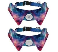 2 PCS Dog Bow Ties Galaxy Universe Planet Shirt Lapel Style Cat Kitten Collars Attachment Dog Collar with Bow Ties for Small Cats Puppies Pets