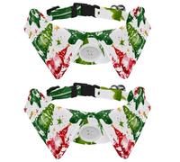 2 PCS Dog Bow Ties Hand Drawn Merry Christmas Tree Shirt Lapel Style Cat Kitten Collars Attachment Dog Collar with Bow Ties for Small Cats Puppies Pets