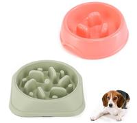 2 PCS Dog Bowls to Slow Down Eating,Slow Feeder Dog Bowl,Stop Bloat Anti Gulping,Healthy Eating Interactive Non Slip Feeder,Stop Feeding Bowl for Small Medium Size Dogs(S/M,Pink/Light green)