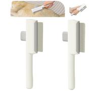 2 PCS Dog Cat Brush, Cat Grooming Brush with Release Button，Different styles - dense tooth, long and short - Pet Masage Tool for Short or Long Hair Indoor Cats (white)