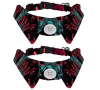2 Pcs Dog Collar, Halloween Zombie Hand Adjustable Cat Collar with Bowtie for Small Dogs Puppies Cats Rabbits, Neck 11.2-12.2 in