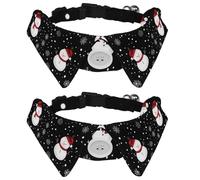 2 PCS Dog Collar with Bowtie, Merry Christmas Snowman Black Shirt Style Bow Tie, Adjustable Cat Collar for Small Dogs Puppies Cats Rabbits