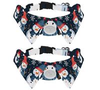 2 PCS Dog Collar with Bowtie, Merry Christmas Snowmen Snowflake Shirt Style Pet Bow Ties, Adjustable Cat Collar for Small Dogs Puppies Cats Rabbits