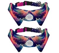 2 PCS Dog Collars for Medium Dogs, Universe Planet Cat Bow Tie with Plastic Buckle, Collared Shirts for Pet Bowties, Neck 11.2-12.2 in