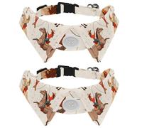 2 PCS Dog Collars with Bow Tie and Bell, Wild Western Cowgirls Women Rodeo Vintage Pattern Adjustable Cat Bow Ties Collar for Small Medium Boys and Girls Pets Puppies Kittens