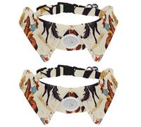 2 PCS Dog Collars with Bow Tie and Bell, Wild Western Women Cowgirls with Horse Desert Adjustable Cat Bow Ties Collar for Small Medium Boys and Girls Pets Puppies Kittens