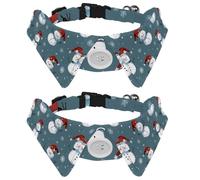 2 PCS Dog Collars with Bow Tie and Bells, Merry Christmas Snowman Adjustable Cat Bow Ties Collar for Small Medium Boys and Girls Pets Puppies Kittens