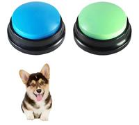 2 Pcs Dog Communication Buttons, Voice Recordable Pet Training Talking Buttons Starter Set, Durable Interactive Sound Buttons for Dog Training Classroom Activities (Blue+Green)
