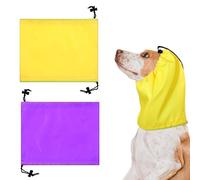 2 Pcs Dog Ear Covers for Bath - Waterproof Shower Cap, Protection Bathing Cap, Headband Snood Rain Hat for Swimming, Show (Yellow+Purple)