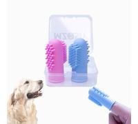 2 Pcs Dog Finger Toothbrush Silicone Pet Finger Toothbrush for Dogs Cats,Dogs Teeth Plaque Dog Dental Care with Storage Case,Easy Teeth Cleaning (Pink Blue, One Size)