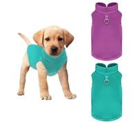 2 Pcs Dog Fleece Vest Sweater Winter Warm Dog Sleeveless Jacket Soft Pullover Fleece Cold Weather Coat Hoodie with D-Ring Leash for Small Medium Dogs Unisex (Purple,Blue, Large)