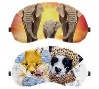 2 PCS Dog Foxes Winter Snowflake Sleep Mask for Side Sleeper Men Women, Light Blocking Eye Mask Cover Eyeshade with Adjustable Strap, Night Blindfold