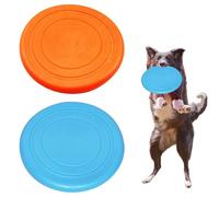 2 Pcs Dog Frisbee Toy,Rubber Floating Flying Discs,Indestructible Outdoor Toys,Soft Set,Floatable,7 Inch for Stimulate Fun,Training Exercise Desire to Chase,Interactive for Pet Chew Beach for Play