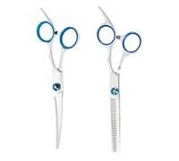 2 Pcs Dog Grooming Scissors Thinning Scissors Hairdressing Beauty Kit Grooming Scissor for Dogs UK Curved Dog Adjustable Premium Stainless Steel Shears with Cutting and Thin Shearing for Dogs Cats