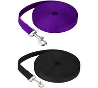 2 Pcs Dog Leashes for Small Medium Large Dogs, 70.9 x 0.8 in Polypropylene Tracking Lead with Metal Buckle, Lightweight Waterproof Walking Straps, 180 x 2 cm Pet Training Leads, Black and Purple