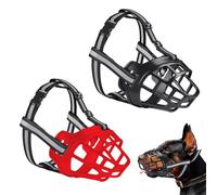 2 Pcs Dog Muzzle Large Breed, Muzzle For Large Dogs, Basket Muzzles For Dogs, Adjustable Breathable Dog Basket With Reflective Strip To Prevent Biting Barking Chewing (Black + Red)