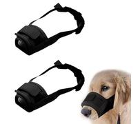 2 Pcs Dog Muzzle,Soft Mesh Muzzles Comfortable Breathable Mask Mouth Guard Cover Prevent Biting Anti Bark Medium Safety Chewing Control Adjustable Design Headband Removable Black,for Dogs Puppy Pet