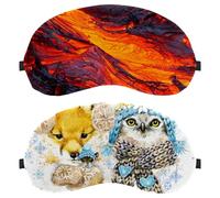2 PCS Dog Owl Winter Snowflake Eye Mask for Side Sleeper, Sleeping Mask, Sleep Eye Mask, Soft Eye Shade Cover for Travel, Nap, Plane, Light Blocking