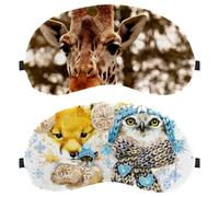 2 PCS Dog Owl Winter Snowflake Sleep Mask, Completely Block Out Light Eye Mask for Side Sleeper, Zero Eye Pressure Night Blindfold, Adjustable Eye Shade Cover
