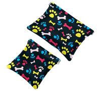 2 PCS Dog Paws Bones Pocket Cosmetic Bag, Self-Closing Shrapnel Makeup Pouch, Portable No Zipper Mini Travel Make Up Bag for Headphones Coin Lipstick Cosmetics Earphones Jewelry Organizer