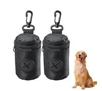 2 Pcs Dog Poop Bag Holder Poo Bag Dispenser, Convenient Poo Bag Holder for Dogs Durable Waterproof with Hook for Most Standard Dog Waste Bag Walking, Hiking, Camping, Traveling (Black)