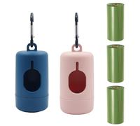 2 Pcs Dog Poop Bag Holder with Hook Clip and 3 rolls of biodegradable bags, Refillable Dispenser for Easy Waste Cleanup and Hands-Free Use
