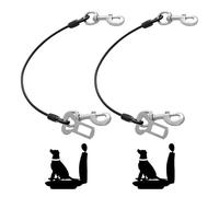 2 PCS Dog Seat Belt, Dog Car Harness, Anti Chew Dog Lead, Dog Chain with Double Clip and Buckle Attachment, for Pet Walking Training, Vehicle Travel, Anti Bite Safety Rope (16in/40cm)