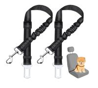2 Pcs Dog Seat Belts for Cars Uk, Dog Car Seat Belt, Adjustable Elastic Bungee Dog Car Harness, Strong Durable Dog Harness for Car 360 Degree Swivel Attach Won'T Twist, Easy to Use