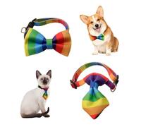 2 PCS Dogs Bow Tie Exquisite Dogs Tie Rainbow Puppy Bowtie Rainbow Bandanas for Pet Costume Accessories