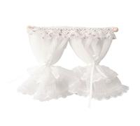 2 Pcs Dollhouse Miniature Curtains, 1:12 Dollhouse Mini Lace Curtain Double-Layer Curtain Cute Ornaments Dollhouse Accessories
