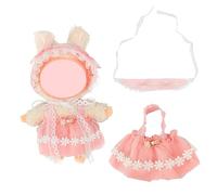 2 PCS Dolls Fashionable Dressing Kit: Adorable 17cm Plush Doll Outfit Clothes Accessories Set for Girls Kids Lovely Pink Cute Doll Enthusiasts Decoration Sweet Birthday Gifts to Dress Up Your Dolls