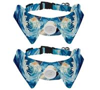 2 PCS Dolphin Dog Bow Ties Shirt Lapel Style Cat Kitten Collars Attachment Dog Collar with Bow Ties for Small Cats Puppies Pets