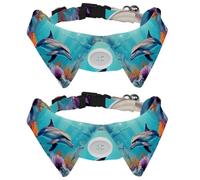 2 Pcs Dolphin Kitten Collars, Velvet Puppy Dog Bow tie Collar, Adjustable Formal Pet Tuxedo Bowties for Boy Girls Dogs Cats