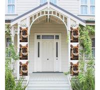 2 Pcs Door Banner Porch Banners Cute French Bulldog Welcome Hanging Banners Flag Spring Summer Porch Sign for Front Door Wall Backdrop Front Door Sign Party Decor Photo Background