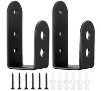 2 Pcs Door Barricade Brackets, Door Barricade Clamps U Brackets, U Shaped Bar Security Door Locks Brackets, for Home Barn Shed Garage Gate Door Reinforcement, Fits 2 x 4 Lumber, with Screws