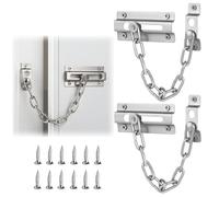 2 Pcs Door Chain, Door Lock, Door Chains for Front Door, Internal Door Lock, Door Chain Lock for Child Proof Latch Lock, Additional Privacy and Security for Home(Silver)