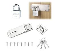 2 Pcs Door Hasp and Staple with Padlock, Stainless Steel Shed Lock, Door Locks with Keys and Screws for Shed Wooden Gate Storage Box (3in)