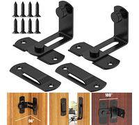 2 Pcs Door Lock Bolt Stainless Steel Door Latch Sliding Barn Door Lock Flip Gate Latch 90 Degree Right Angle Bedroom Door Lock for Toilet Shed Door Window Wine Cabinet Pet Gate Closet Door Black(S)