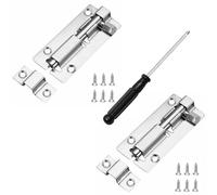 2 Pcs Door Lock Bolts, 3" Stainless Steel Slide Barrel Door Bolt, Latch Slide Bolts Lock with Screwdriver for Bathroom Bedroom Shed Garden Toilet, Easy Fit with Screws