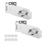 2 Pcs Door Locks Hasp Latch, 4 Inch Stainless Steel Safety Packlock Clasp, Extra Thick Hinge Lock with Screws, Brushed Finish, for Gate, Cabinet, Closet, Shed (4 INCH)