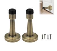 2 Pcs Door Stopper, Brass Door Stoppers, Wall Mounted, Heavy Duty Door Stops with Rubber Tip, Wall Protector Doorstop for Skirting Board Bedroom Bathroom Office Hotel Indoor Use Noise Reduction