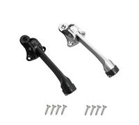 2 PCS Door Stoppers, Heavy Duty Kick Down Door Stop, 4 Inch Long with Rubber Tip and Spring for Patio Outdoor Gate Keep Door Open (Black and Silver)